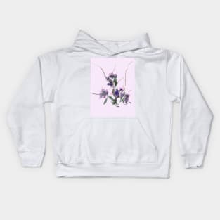 pretty purple watercolor and sumiE ink flowers Kids Hoodie